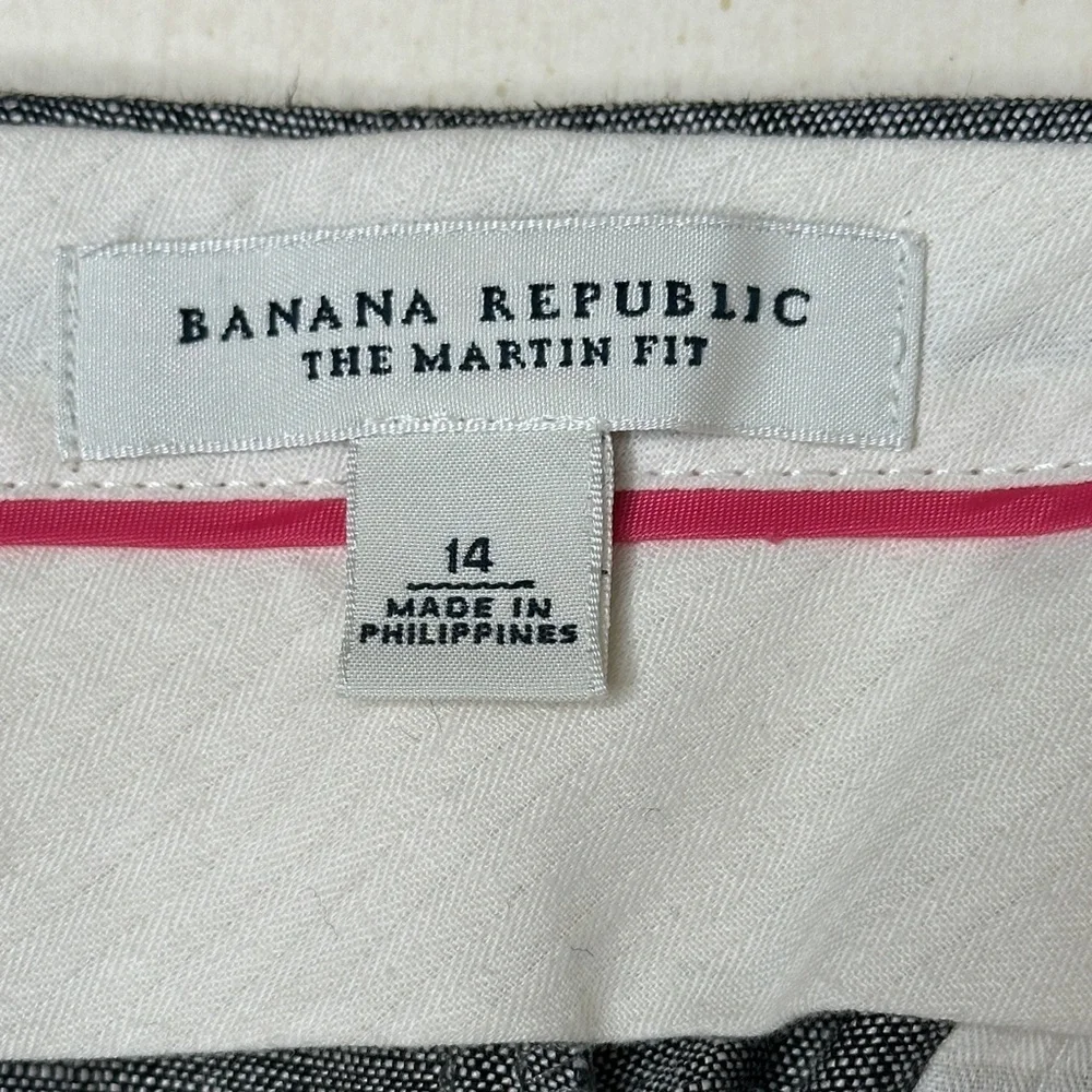 Banana Republic 100% Linen Dark Marled Grey The Martin Fit Trouser Pants Size 14